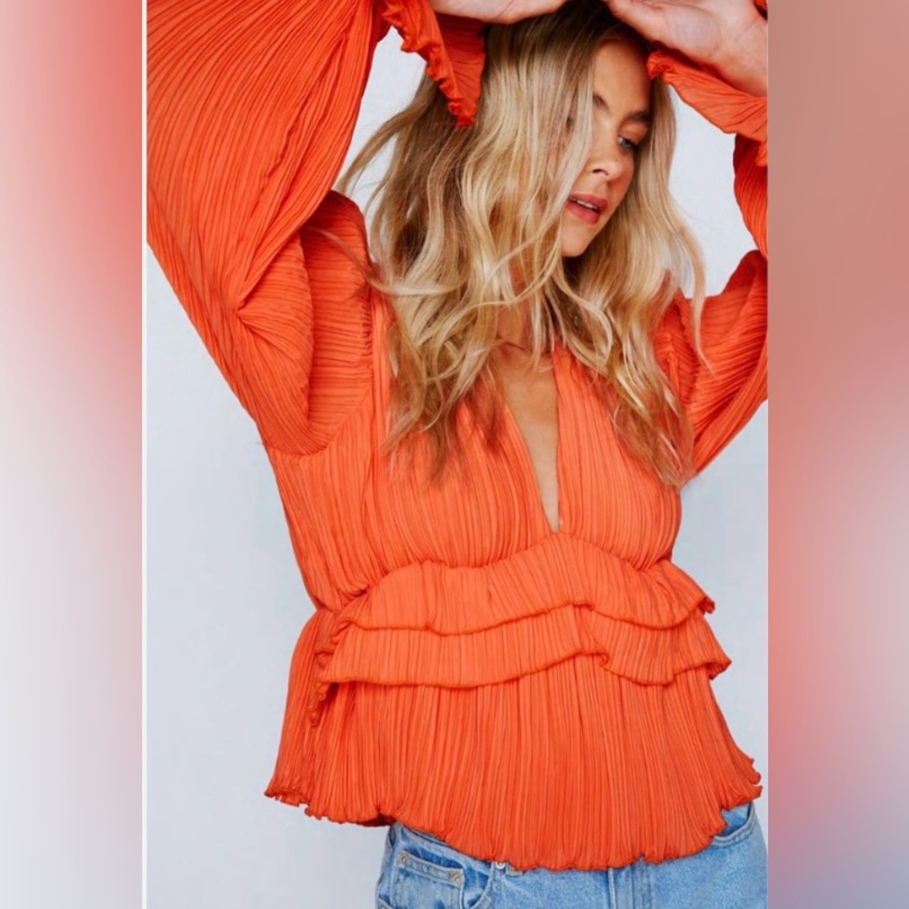 Nasty Gal Vibrant Orange Ruffle Blouse